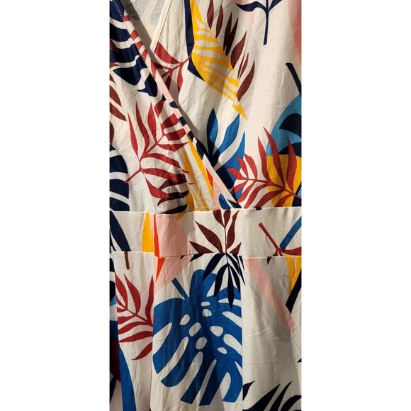 MSBASIC Short Sleeve Tropical Floral V Neck Summer Midi Dress XL - Picture 10 of 11